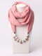 1 Pcs Chiffon Fake Pearl Decor Pendant Sunshade Keep Warm Scarf Necklace - Pink