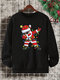 Мужские свитшоты-пуловеры с рождественским принтом Санта-Клауса Шея - Черный