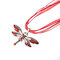 Trendy Colorful Dragonfly Pendant Necklaces Rhinestones Fabric Womens Long Necklaces - Red