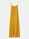 Solid Color Strap Wide Leg Plus Size Loose Jumpsuit for Women - Yellow