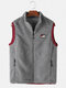 Mens Contrast Fleece Zip Up Padded Gilet Sleeveless Vests - Gray