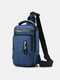 Men's Nylon Multifunctional Shoulder Bag USB Rechargeable Casual Chest Bag Anti-theft Messenger Bag - Blue