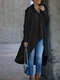 Solid Color Loose Irregular Long Sleeve Shirt For Women - Black