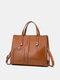 Women Vintage Faux Leather Large Capacity Multi-Carry Brief Handbag Tote - Brown