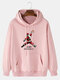 Mens 100% Cotton Funny Santa Claus Print Solid Color Drawstring Hoodie - Pink