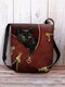 Feminino feltro gato estampado crossbody Bolsa ombro Bolsa - Vermelho