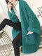 Solid Color Middle and Long Paragraph Sweater Cardigan - Yellow