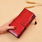 Women Genuine Leather Oil Wax Long Purse 20 Card Slot Phone Bag Multi-function Clutch Bags - Wine Red