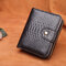 Women Bifold 7 Card Slot Short Wallet Solid Casual Coin Purse - Black