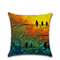 ألوان مائية مطبوعة الطيور الغابات الكتان القطن غطاء الوسادة المنزل أريكة ديكور فني مقعد رمي المخدة - #6