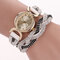 Fashion Quartz Wristwatch Colorful Leather Rhinestone Strap Causal Bracelet Watch for Women - White