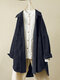 Corduroy Pockets Solid Color Casual Jacket For Women - Navy