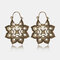 Vintage Metal Hollow Fan-shaped Earrings Ethnic Geometric Flower Carved Drop Pendant Big Earring - 20