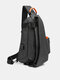 Men Oxfords Cloth Sport Waterproof USB Charging Design Crossbody Bag Adjustable Strap Casual Chest Bag - Black