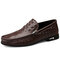 Men Crocodile Pattern Genuine Leather Non Slip Slip-ons Casual Driving Shoes - Brown