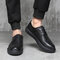 Men Retro Microfiber Leather Non Slip Brogue Casual Shoes - Black