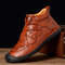 Men Hand Stiching Outdoor Wearable Non-slip Casual Boots - Red Brown