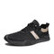 Men Breathable Lace Up Stylish Casual Cloth Shoes - Black