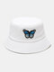 Women & Men Colorful Butterfly Pattern Outdoor Casual Sunshade Bucket Hat - White