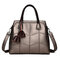 Women Stitching 3 Layer Handbag Large Capacity Solid Leisure Crossbody Bag - Silver