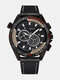 Homens vintage Watch mostrador tridimensional couro Banda quartzo impermeável Watch - #1 Black Dial Black Band