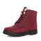 Women Keep Warm Suede Winter Flat Ankle Snow Boots - Red