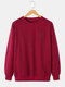Mens Simple Rose Pattern Cotton Round Neck Casual Loose Pullover Sweatshirt - Wine Red