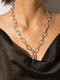 Vintage Alloy Exaggerated Thick Chain Multi-layer Geometric Lock-shaped Love Necklace - #07