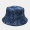 Women & Men Cashew Flower Pattern Two-Sided Bucket Hat Fisherman Hat - Navy
