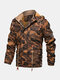 Mens Camo PU Leather Fur Lined Fleece Warm Multi Pockets Thicken Jackets - Brown