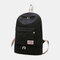 Women Canvas Casual Patchwork Backpack - Black