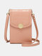 Women Faux Leather Fashion Multifunction Solid Color Crossbody Bag Mini Phone Bag - Pink
