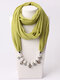 1 Pcs Chiffon Fake Pearl Decor Pendant Sunshade Keep Warm Scarf Necklace - Light Green