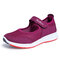 Outdoor Sports Walking Hook Loop Mesh Breathable Sneakers Womens - Purple
