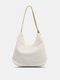 Women Dacron Casual Plush Solid Color Multi-Carry Handbag Tote - White