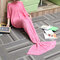 Mermaid Tail Blanket Knit Crochet Mermaid Blanket for Adult Oversized Sleeping Blanket Surge Pattern - Pink