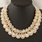 Luxury Women's Colorful Crystal Gold Exaggerated Bib Necklace Gift - White