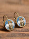 Vintage Glass Gem Dangle Women Earrings Animal Insect Cats Birds Pattern Earrings - #07