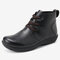 Womens Lace Up Slip Resistant Round Toe Wide Foot Casual Ankle Boots - Black