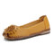 Socofy جلد مسطح بفتحات تهوية Soft حذاء مسطح كاجوال بالزهور - الأصفر
