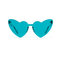 Siamese Piece Frameless Peach Heart Glasses Female Retro Love Heart-shaped Frog Mirror  - Lake Blue