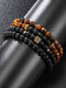 4 Pcs/Set Vintage Multi-layers DIY Geometric-shaped Beads Bracelets - Black