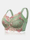 Plus Size Push Up Embroidery Lightly Lined Gather Minimizer Bras For Cool Summer - Green
