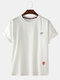Mens Plain Little Cloud Cartoon Embroidery O-Neck T-Shirts - White