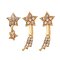 Elegant Star Drop Brincos Conjunto de 3 peças Strass ouro Brincos Stud Alloy Feminino Brincos - Ouro