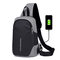 Polyester Casual USB Charging Multifunction Crossbody Bags Business Waterproof Travel Chest Mens Bag - Dark Gray
