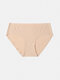 Women Ice Silk Seamless Antibacterial Breathable Mid Waist Panty - Apricot