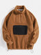 Mens Contrast Color Half Zipper Stand Collar Thick Plush Sweatshirt - Brown