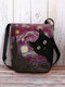 Women Black Cat Pattern Print Colorful Galaxy Felt Bag Crossbody Bag - Red
