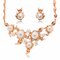 Alloy Jewelry Set Pearl Leave Rhinestone Earrings Necklace Set - Rose Gold